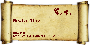 Modla Aliz névjegykártya